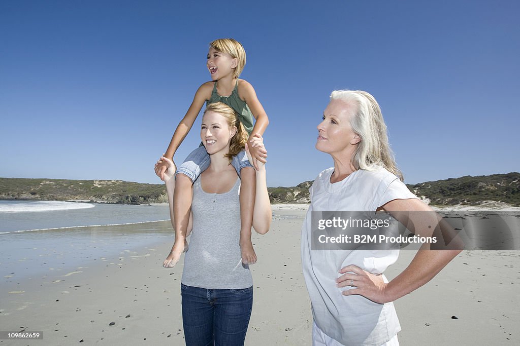 Multi generational female family at beach