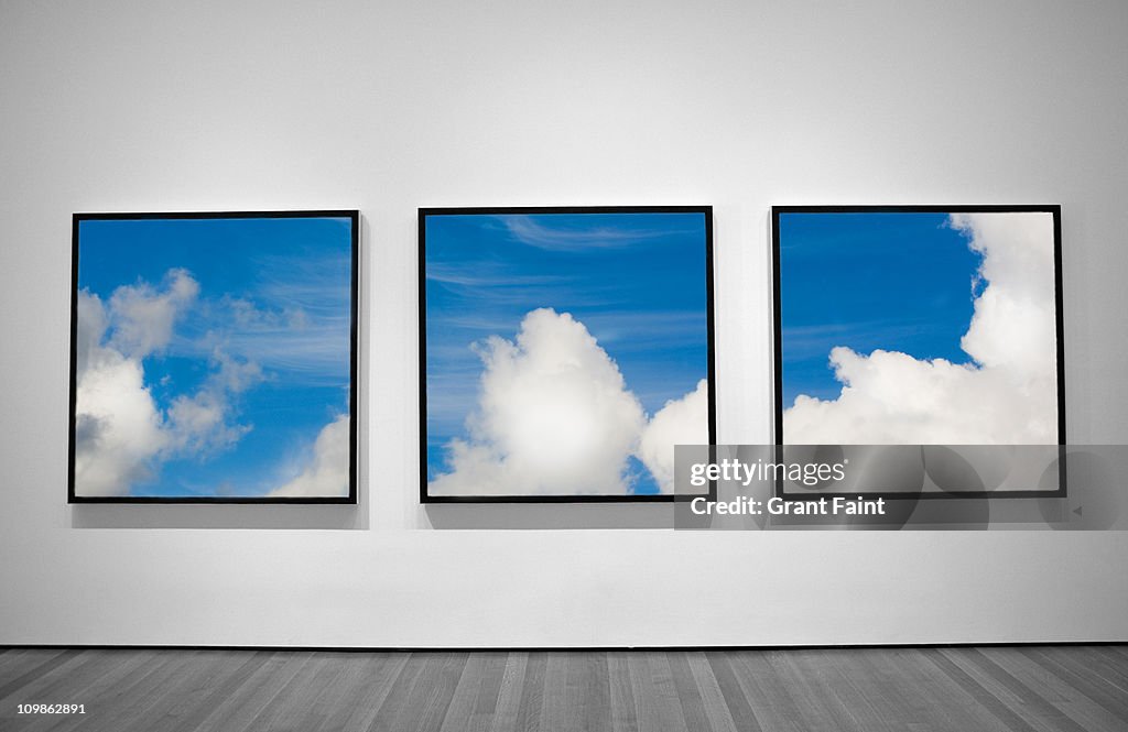 View of three framed photographs.