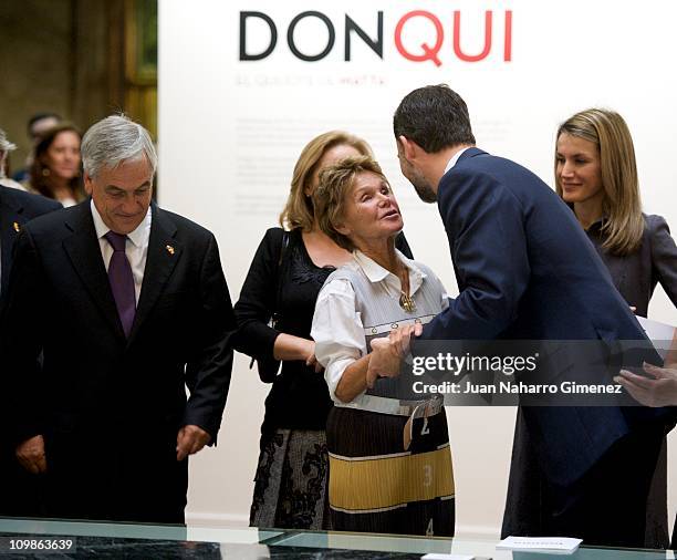 Chilean president Sebastian Pinera, Germana Ferrari, Cecilia Morel and Prince Felipe of Spain visit and inagurate 'Don Qui, El Quijote de Matta'...