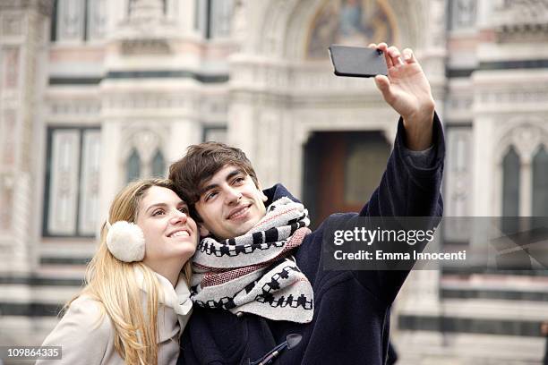 couple, self portrait, florence's dome - blonde woman selfie foto e immagini stock