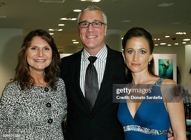 Charlene Holt, Larry Bruce and Celine Cousteau attend the Saks Fifth Avenue La Prairie event on September 17, 2008 in Beverly Hills, California.