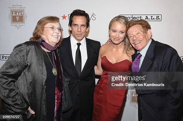Anne Meara, actor Ben Stiller, Christine Taylor and Jerry Stiller attend the Project A.L.S. 11th Annual Tomorrow is Tonight Benefit Gala at The...