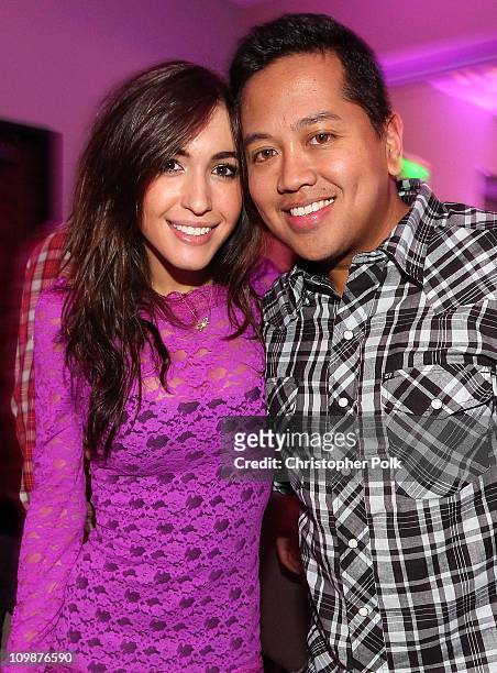 Singer/actress Kate Voegele and Rembrandt Flores attend Oakley Presents Learn to Ride with the Audi Sportscar Experience fueled by Muscle Milk Dinner...