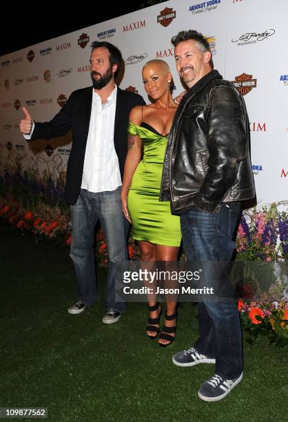 Comedian Tom Green, model Amber Rose and comedian Harland Williams arrive at the 11th annual Maxim Hot 100 Party with Harley-Davidson, ABSOLUT VODKA,...