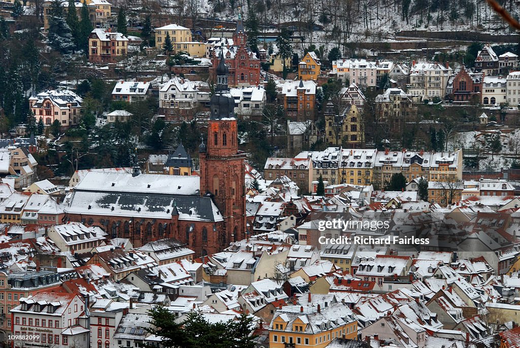Heidelberg rooftops in the snow