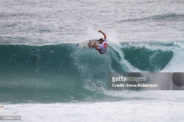 Taj Burrow of Australia on his way to 2nd place in the Quiksilver Pro in Australia during the Quicksilver Pro on March 9, 2011 in Gold Coast,...