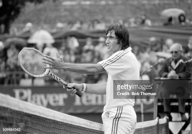 Ilie Nastase of Romania playing in a John Player tennis match in Nottingham in 1976. .