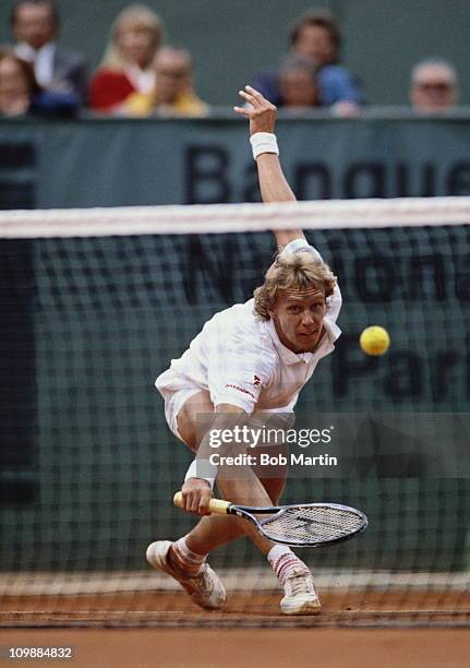 Jonas Svensson of Sweden during his Men's Singles semi final match against Andre Agassi during the French Open Tennis Championship on 8th June 1990...