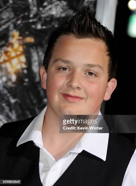 Actor Noah Munck arrives at the premiere of Columbia Pictures' "Battle: Los Angeles" at the Village Theater on March 8, 2011 in Los Angeles,...