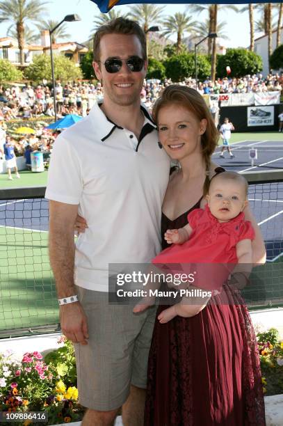 Actor James Van Der Beek and his wife, actress Kimberly Brooks and daughter Dara Brooks attend the 7th Annual K-Swiss Desert Smash - Day 1 at La...