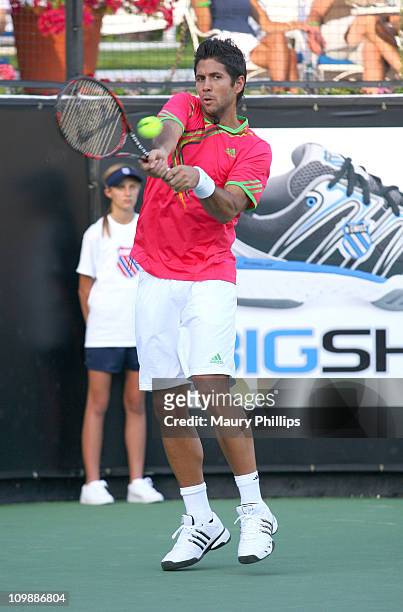 Tennis player Fernando Verdasco in action during the 7th Annual K-Swiss Desert Smash - Day 1 at La Quinta Resort and Club on March 8, 2011 in La...