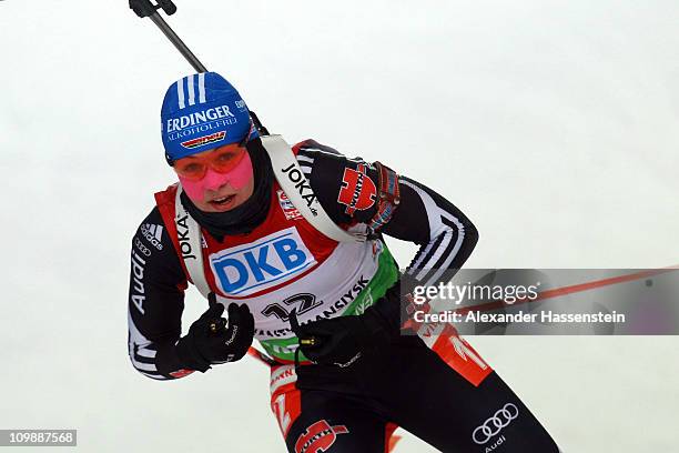 Magdalena Neuner of Germany competes during the women's 15km individual race during the IBU Biathlon World Championships at A.V. Philipenko winter...