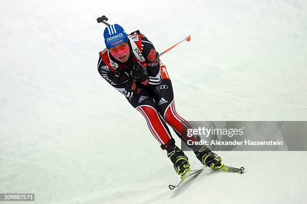 Magdalena Neuner of Germany competes during the women's 15km individual race during the IBU Biathlon World Championships at A.V. Philipenko winter...