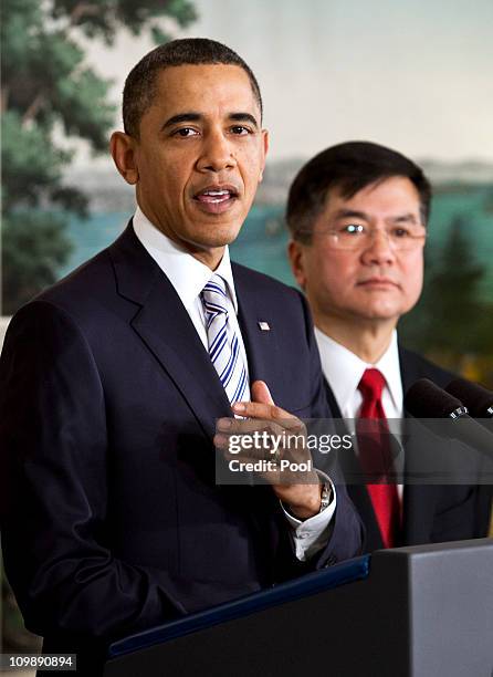 President Barack Obama announces the nomination of Secretary of Commerce Gary Locke, to be the next U.S. Ambassador to China, at the White House...