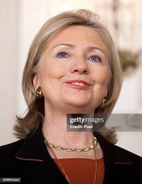 Secretary of State Hillary Clinton attends the announcement by U.S. President Barack Obama of the nomination of Secretary of Commerce Gary Locke to...