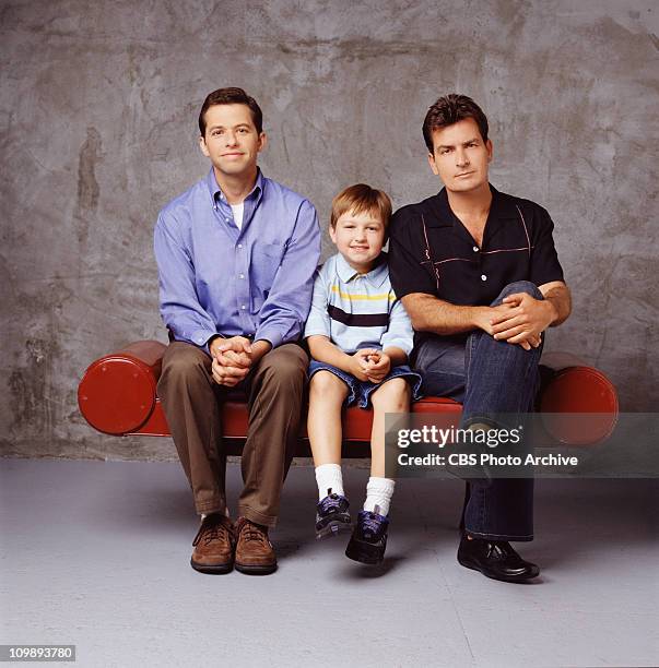 Jon Cryer and Charlie Sheen star as brothers Alan and Charlie Harper in the new television comedy TWO AND A HALF MEN, on the CBS Television Network.