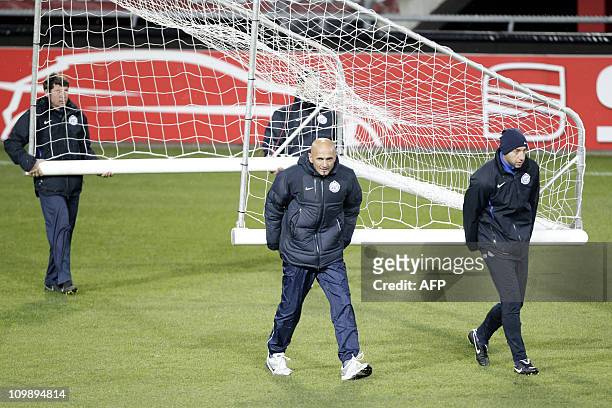 Zenit St. Petersburg coach Luciano Spalletti looks on during a training session in the FC Twente-stadium in Enschede, on March 9, 2011. Zenit will...