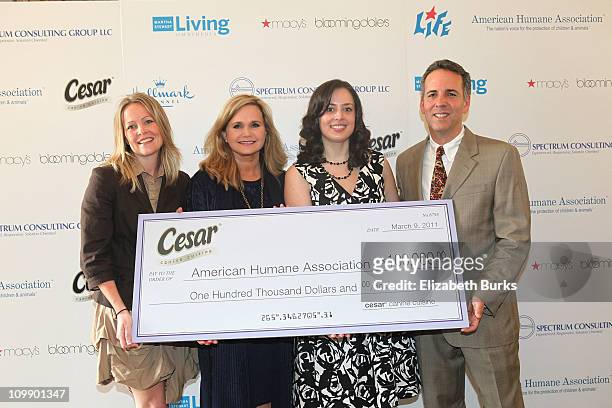 Tierney Monaco, Dr. Robin Ganzert, Melissa Martellotti, and Geoff Browne attend the American Humane Humanitarian Award with CESAR Canine Cuisine at...