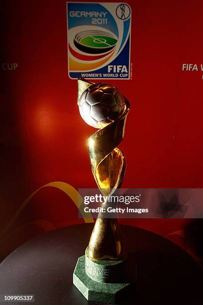 View of trophy during the FIFA Women's World Cup 2011 meeting as part of the Germany 2011 FIFA Women's World Cup delegation Welcome Tour at Hilton...