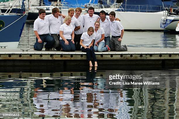 Jessica Watson poses with her crew mates during a media conference to announce her next project, which is to skipper the youngest ever crew in the...
