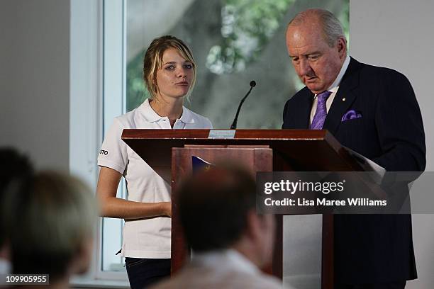 Jessica Watson attends a media conference hosted by Alan Jones to announce her next project, which is to skipper the youngest ever crew in the 2011...