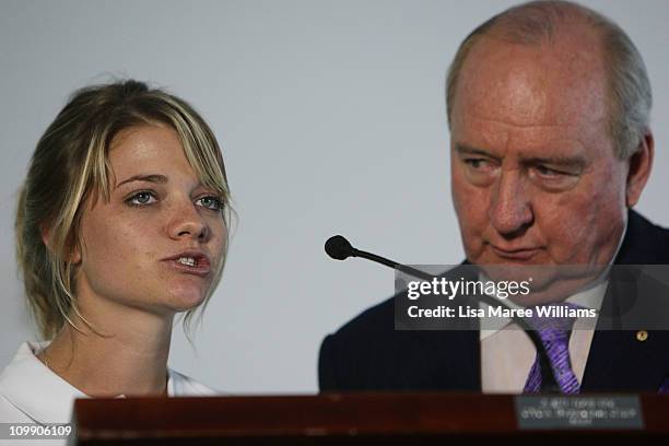 Jessica Watson attends a media conference hosted by Alan Jones to announce her next project, which is to skipper the youngest ever crew in the 2011...