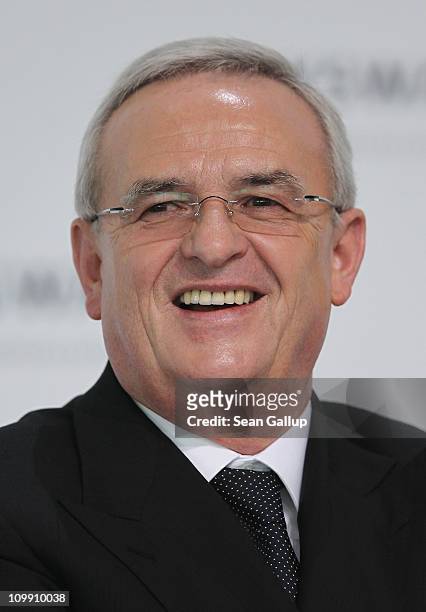 Martin Winterkorn, Chairman of German carmaker Volkswagen AG, speaks at the company's annual press conference on March 10, 2011 in Wolfsburg,...