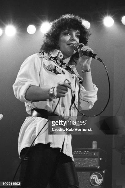 Mariska Veres of Shocking Blue performs on stage at Haagsche Beat Nach, Houtrusthallen, Den Haag, Netherlands, 13th June 1980.