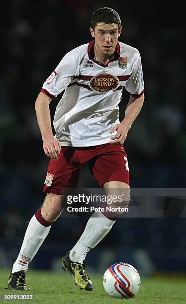 Ben Tozer of Northampton Town in action during the npower League Two match between Chesterfield and Northampton Town at the B2net Stadium on March 8,...