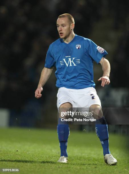 Deane Smalley of Chesterfield in action during the npower League Two match between Chesterfield and Northampton Town at the B2net Stadium on March 8,...