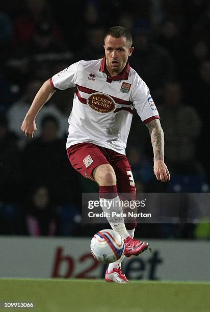 Josh Walker of Northampton Town in action during the npower League Two match between Chesterfield and Northampton Town at the B2net Stadium on March...