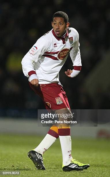 Jamie Reckord of Northampton Town in action during the npower League Two match between Chesterfield and Northampton Town at the B2net Stadium on...