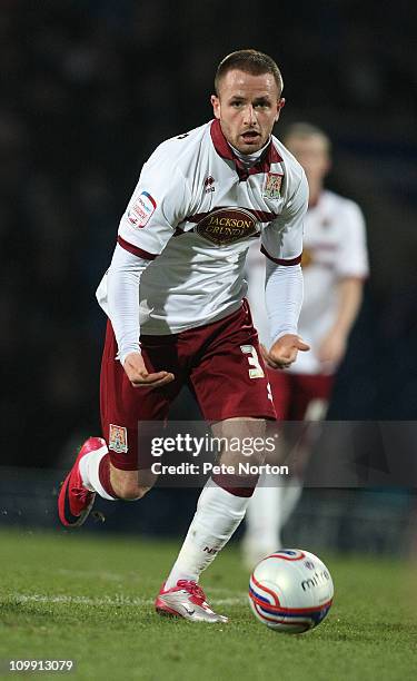 Josh Walker of Northampton Town in action during the npower League Two match between Chesterfield and Northampton Town at the B2net Stadium on March...