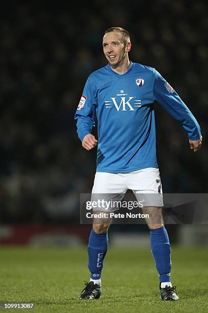 Mark Allott of Chesterfield in action during the npower League Two match between Chesterfield and Northampton Town at the B2net Stadium on March 8,...