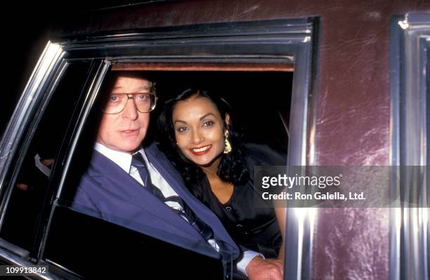 Actor Michael Caine and wife Shakira Caine attend the premiere of "The Fourth Protocol" on August 24, 1987 at the Baronet Theater in New York City.