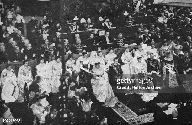 The wedding of Wilhelmina of the Netherlands to Duke Henry of Mecklenburg-Schwerin in The Hague, Netherlands, 7th February 1901.