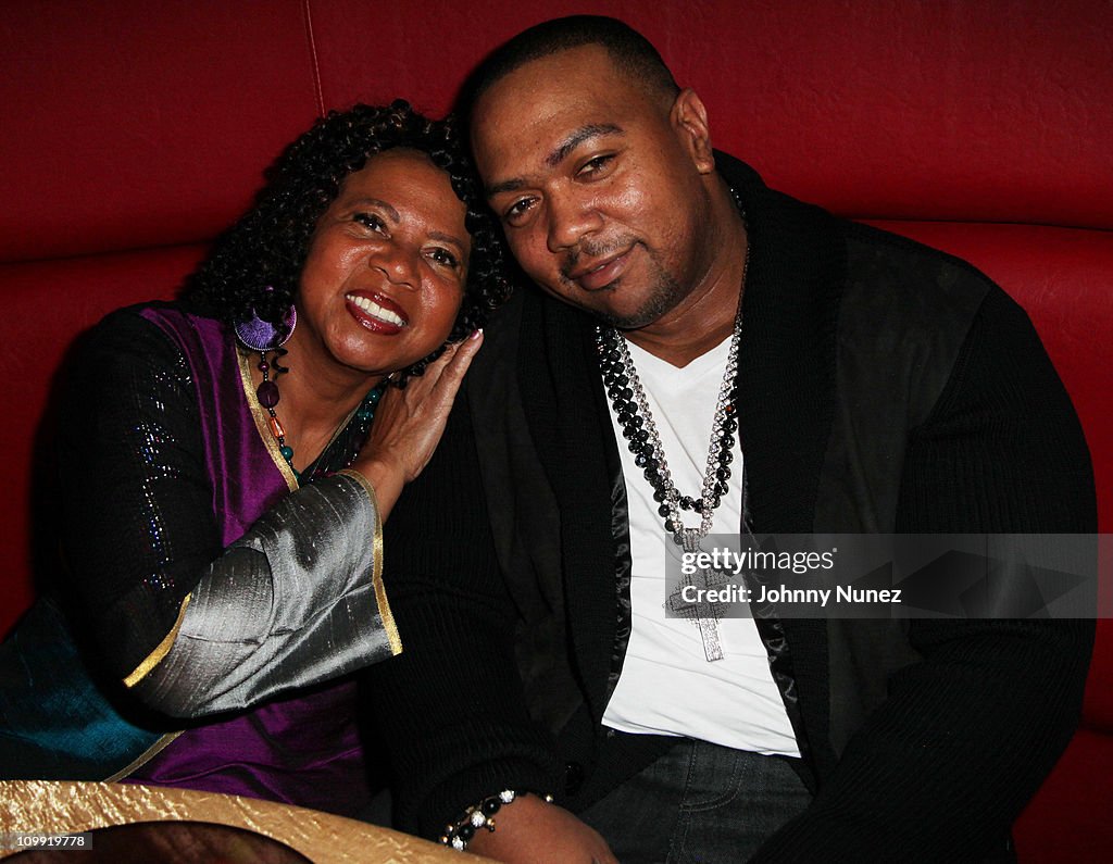 Timbaland Rapper Family Timbaland and his mother attend Timbaland's birthday party at the ...
