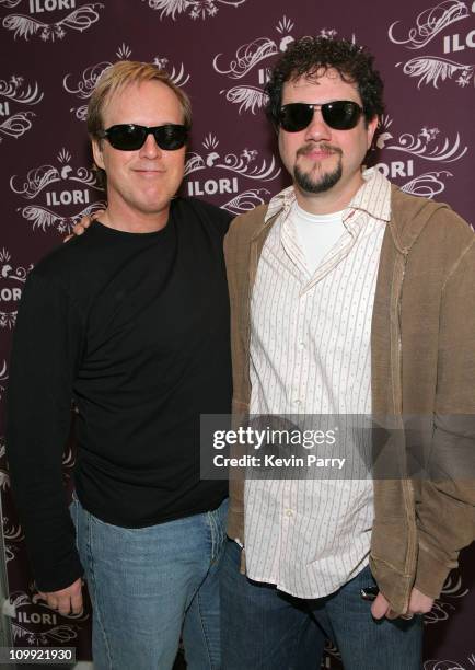Writer Brad Bird and composer Michael Giacchino attends The Belvedere Luxury Lounge in honor of the 80th Academy Awards featuring the Ilori Luxury...