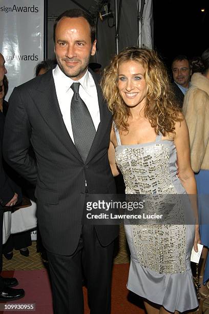 Tom Ford and Sarah Jessica Parker in Gucci during 2003 National Design Awards at Cooper-Hewitt Museum in New York City, New York, United States.