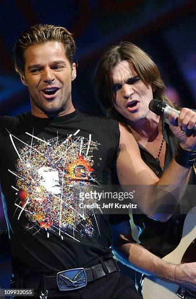 Ricky Martin and Juanes during MTV Video Music Awards Latin America 2003 - Live Telecast at Jackie Gleason Theater in Miami Beach, Florida, United...