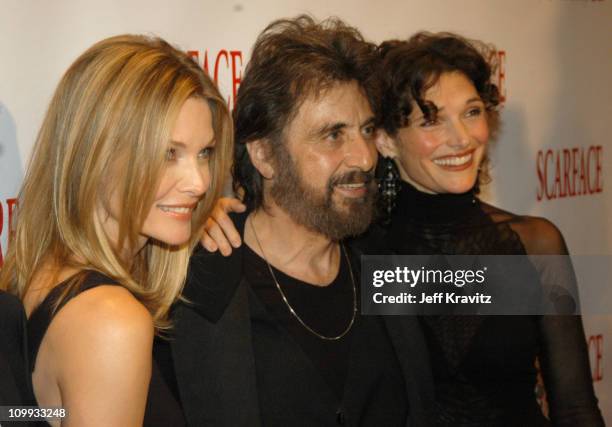 Scarface cast members, Michelle Pfeiffer, Al Pacino and Mary Elizabeth Mastrantonio, reunite at the 20th Anniversary premiere event celebrating the...