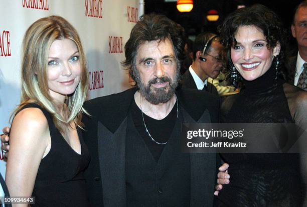 Scarface cast members, Michelle Pfeiffer, Al Pacino and Mary Elizabeth Mastrantonio, reunite at the 20th Anniversary premiere event celebrating the...