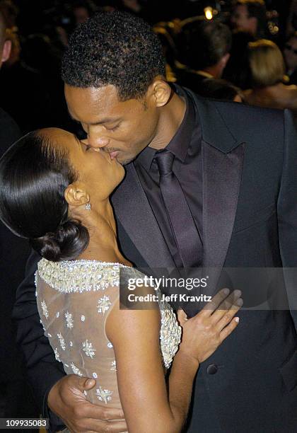 Jada Pinkett Smith and Will Smith during 2004 Vanity Fair Oscar Party at Mortons in Beverly Hills, California, United States.