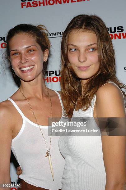Erin Wasson and Daria Werbowy during Olympus Fashion Week Fall 2004 - Opening Party at Spice in New York City, New York, United States.