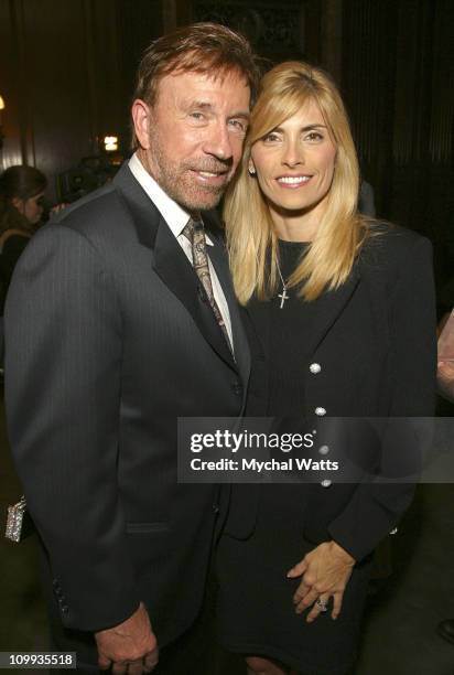 Chuck Norris and his Wife Gena during Chuck Norris Host's The Launch Party For Jerry Jenkins' Solo Faith Based Novel Soon: The Beginnig of the End at...