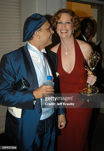 Joe Pantoliano and wife Nancy Sheppard during 55th Annual Primetime Emmy Awards - Backstage and Audience at The Shrine Auditorium in Los Angeles,...