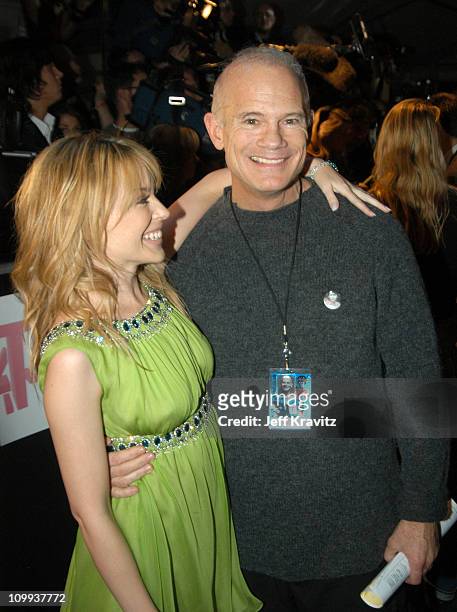 Kylie Minogue and Bill Roedy of MTV during MTV Europe Music Awards 2003 - Arrivals at Ocean Terminal Arena in Edinburgh, Scotland.