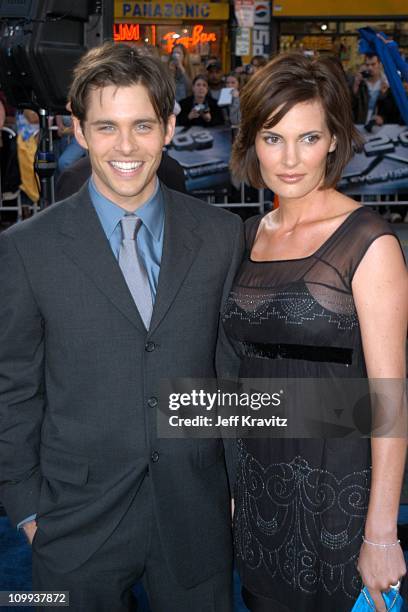 James Marsden and Lisa Linde during X2: X-Men United Premiere Los Angeles - Blue Carpet Arrivals at Grauman's Chinese Theatre in Hollywood,...