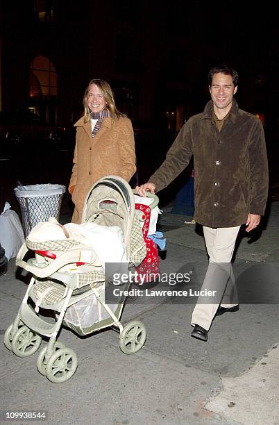 Actor Eric McCormack and his wife Janet Holden take their son Finnigan for a walk October 31 in New York City.