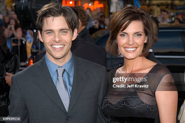 James Marsden and Lisa Linde during X2: X-Men United Premiere Los Angeles - Blue Carpet Arrivals at Grauman's Chinese Theatre in Hollywood,...